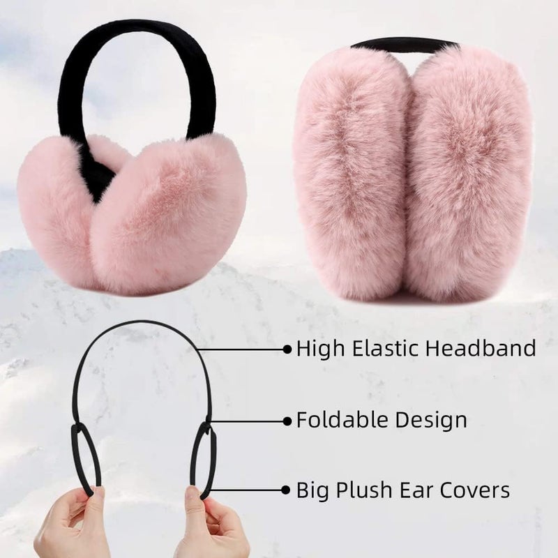 Peecabe Winter Women Earmuffs Faux Fur Girls Ear muffs Warm Unisex Kids Ear Covers Foldable Outdoor Boy Ear Warmers for Women - Image 2